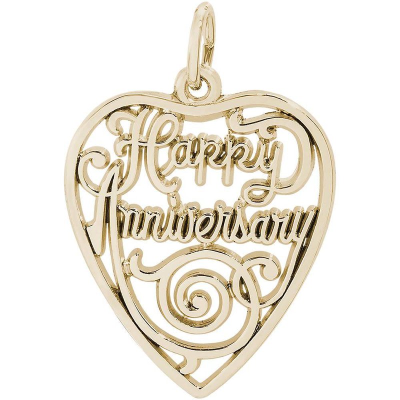 American Jewelry 14k Yellow Gold Happy Anniversary Heart Charm