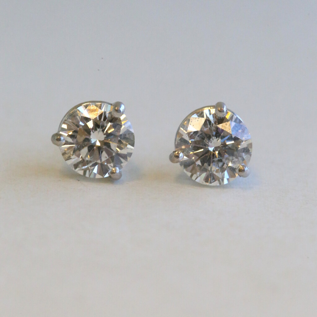 American Jewelry 14k White Gold 2.50ctw Diamond Solitaire Stud Earrings