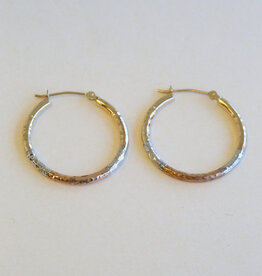 American Jewelry 10k Tri Tone Gold Diamond Cut Hoop Earrings