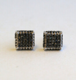 American Jewelry ESTATE 10k White Gold 1/3ctw Black Diamond Pave Stud Earrings