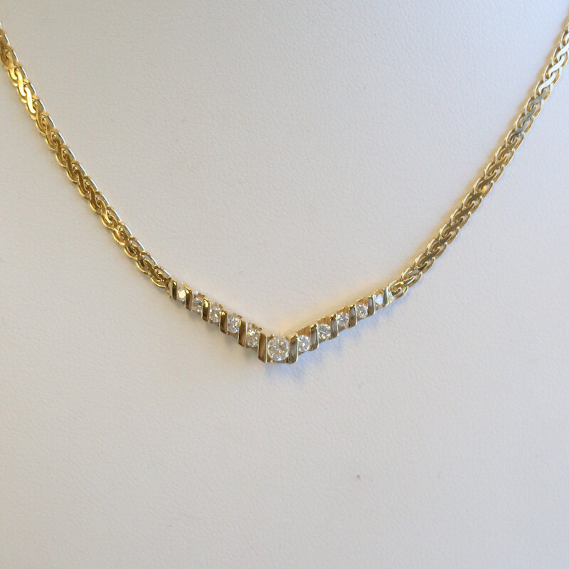 American Jewelry 14k Yellow Gold .50ctw Diamond Bar Set Fashion Necklace