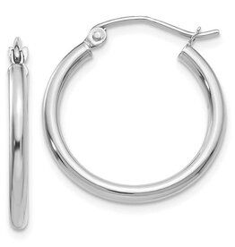 American Jewelry 10k White Gold 2mm Lightweight Hoop Earrings