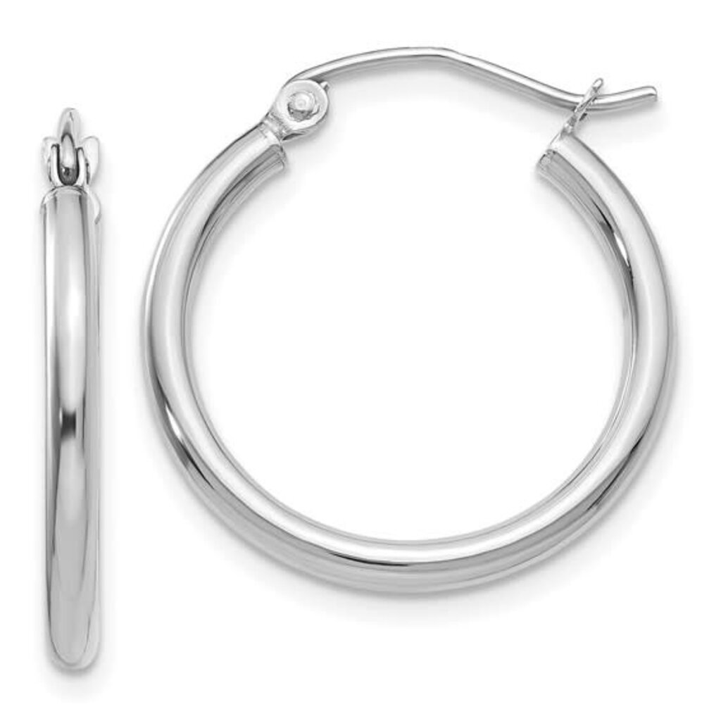American Jewelry 10k White Gold 2mm Lightweight Hoop Earrings