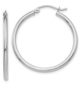 American Jewelry 10k White Gold 2mm Lightweight Hoop Earrings