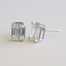American Jewelry 14k White Gold 2.06ctw F/VS1 Lab Grown Emerald Cut Diamond Solitaire Stud Earrings