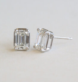 American Jewelry 14k White Gold 2.06ctw F/VS1 Lab Grown Emerald Cut Diamond Solitaire Stud Earrings