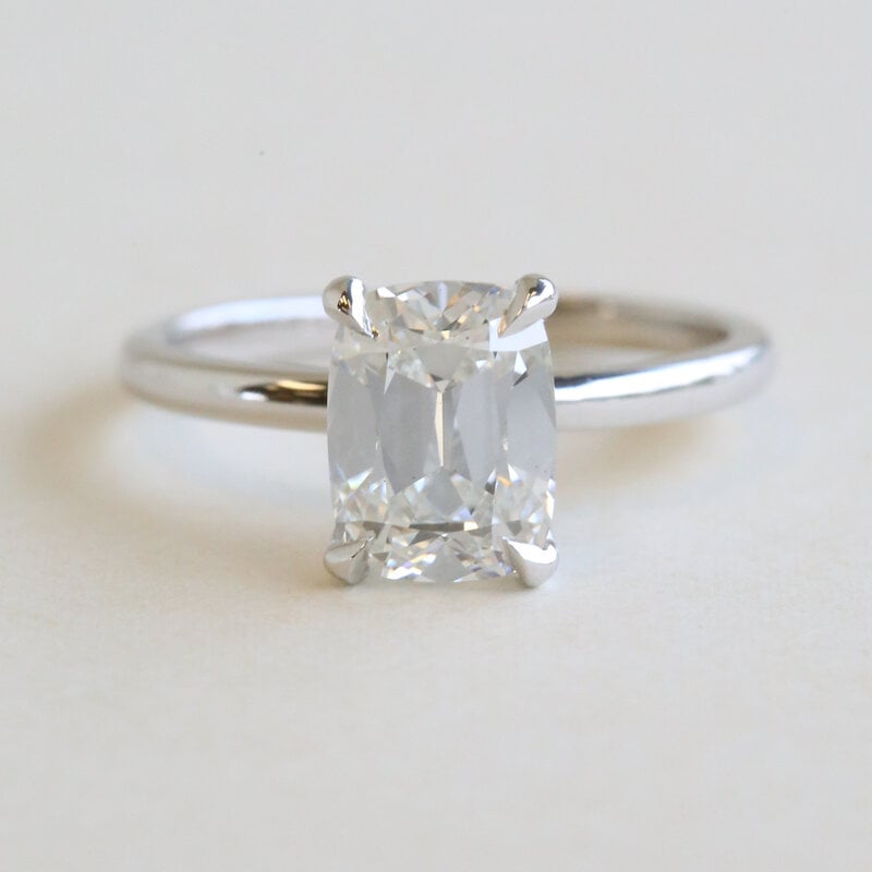 American Jewelry 14k White Gold 2.03ct F/VS1 Lab Grown Antique Cushion Diamond Solitaire Engagement Ring