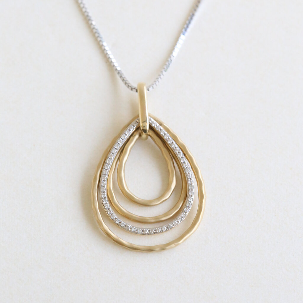 American Jewelry 14k Yellow Gold .21ctw Diamond Matte Necklace