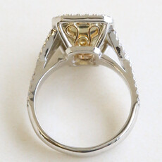 American Jewelry Platinum & 18k White Gold 3.67ctw (3.01 Yellow/VS2 Ctr) Radiant Diamond Halo Infinity Band Engagement Ring