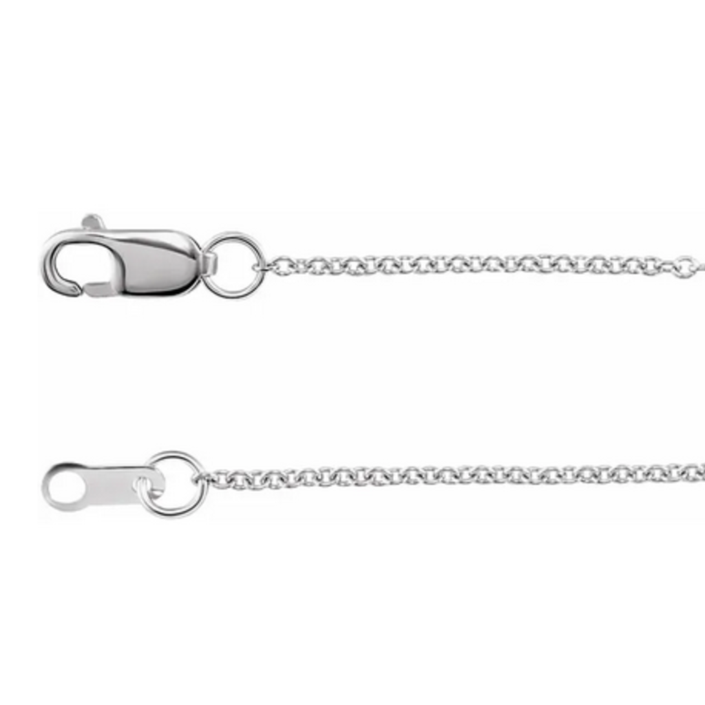 American Jewelry 14k White Gold 1mm Diamond Cut Cable Chain (18"-20" Adjustable)
