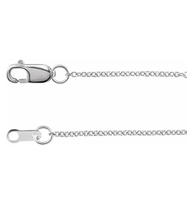 American Jewelry 14k White Gold 1mm Diamond Cut Cable Chain (18"-20" Adjustable)