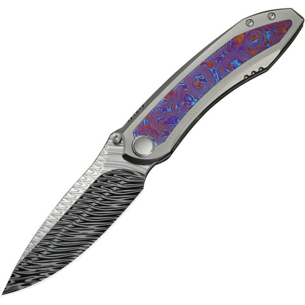 We Knife Co. Ltd. Damascus Steel Blade/Titanium Handle Nested Framelock Dam Knife