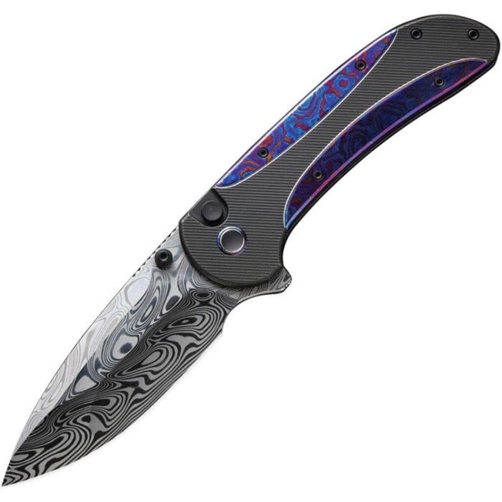 We Knife Co. Ltd. Damascus Steel Blade Titanium Handle Lock Knife