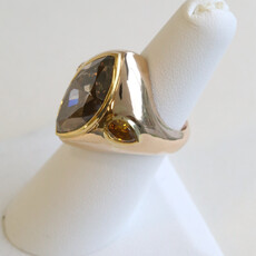 American Jewelry 18k Yellow Gold 11ctw (10.13 Fancy Dark Orangy Brown GIA Ctr) Orange Pear Diamond Marquise Ring