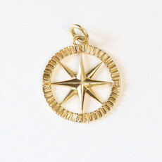 American Jewelry 14k Yellow Gold Fluted Compass Charm (Charm Only)
