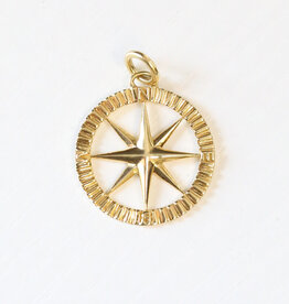 American Jewelry 14k Yellow Gold Fluted Compass Charm (Charm Only)