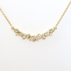 American Jewelry 14k Yellow Gold .69ctw Multi-Diamond Cluster Bar Necklace (16"-17" Adjustable)