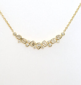 American Jewelry 14k Yellow Gold .69ctw Multi-Diamond Cluster Bar Necklace (16"-17" Adjustable)