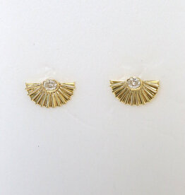 American Jewelry 14k Yellow Gold .23ctw Oval Diamond Bezel Fan Stud Earrings