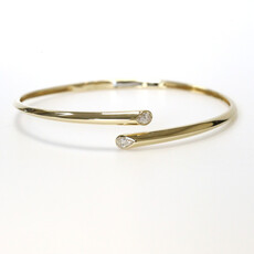 American Jewelry 14k Yellow Gold .36ctw Pear Diamond Bypass Hinged Bangle