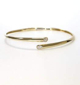 American Jewelry 14k Yellow Gold .36ctw Pear Diamond Bypass Hinged Bangle