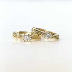 American Jewelry 14k Yellow Gold .37ctw Oval Diamond Geometric Hoop Earrings