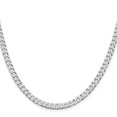 American Jewelry Sterling Silver Rhodium Plated 5mm Beveled Curb Chain (20")