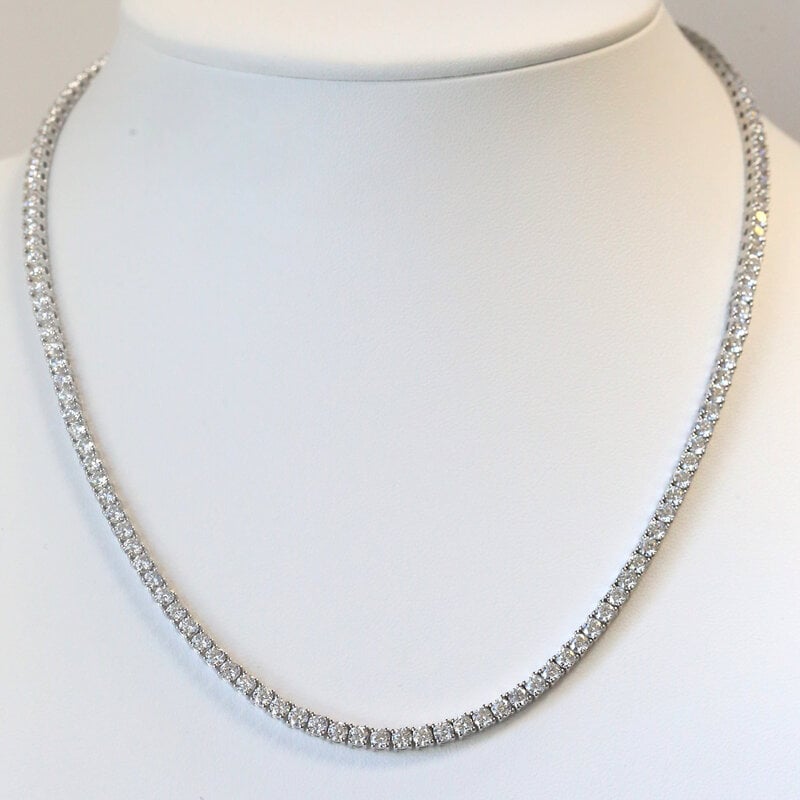 American Jewelry 14k White Gold 15.11ctw EF/VS IGI Lab Grown Diamond Tennis Necklace (18")