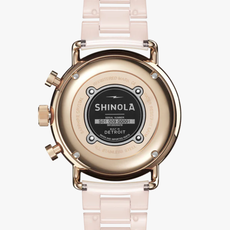 Shinola Shinola Canfield Sport Chronograph 40mm MOP Watch, Blush Pink Ceramic Strap