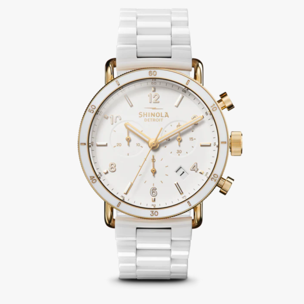 Shinola Shinola Canfield Sport Chronograph 40mm Watch, White Ceramic Strap