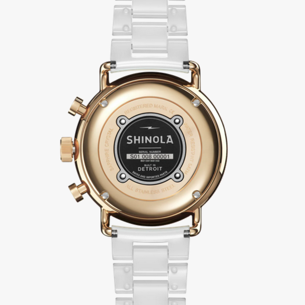 Shinola Shinola Canfield Sport Chronograph 40mm Watch, White Ceramic Strap