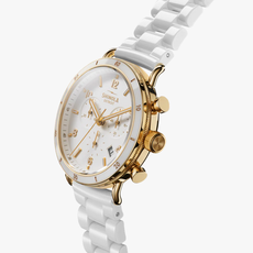 Shinola Shinola Canfield Sport Chronograph 40mm Watch, White Ceramic Strap