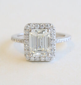 American Jewelry 14k White Gold 2.29ctw (1.8 H/IF GIA Ctr) Diamond Emerald Cut Halo Engagement Ring