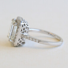 American Jewelry 14k White Gold 2.29ctw (1.8 H/IF GIA Ctr) Diamond Emerald Cut Halo Engagement Ring