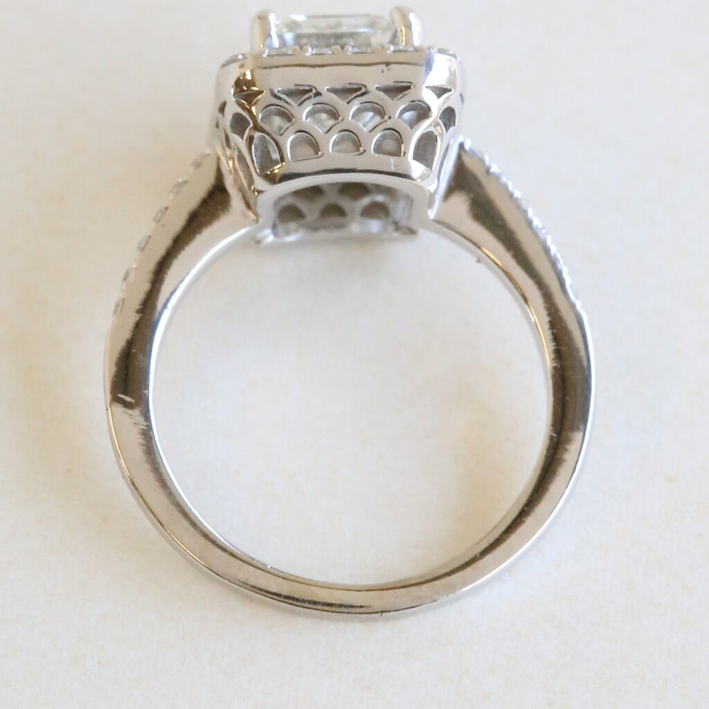 American Jewelry 14k White Gold 2.29ctw (1.8 H/IF GIA Ctr) Diamond Emerald Cut Halo Engagement Ring