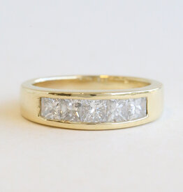 American Jewelry ESTATE 18k Yellow Gold 1ctw Diamond Princess Cut Channel Set Band Ring