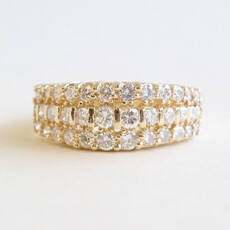 American Jewelry ESTATE 14k Yellow Gold .75ctw Diamond Triple Row Wedding Band Ring
