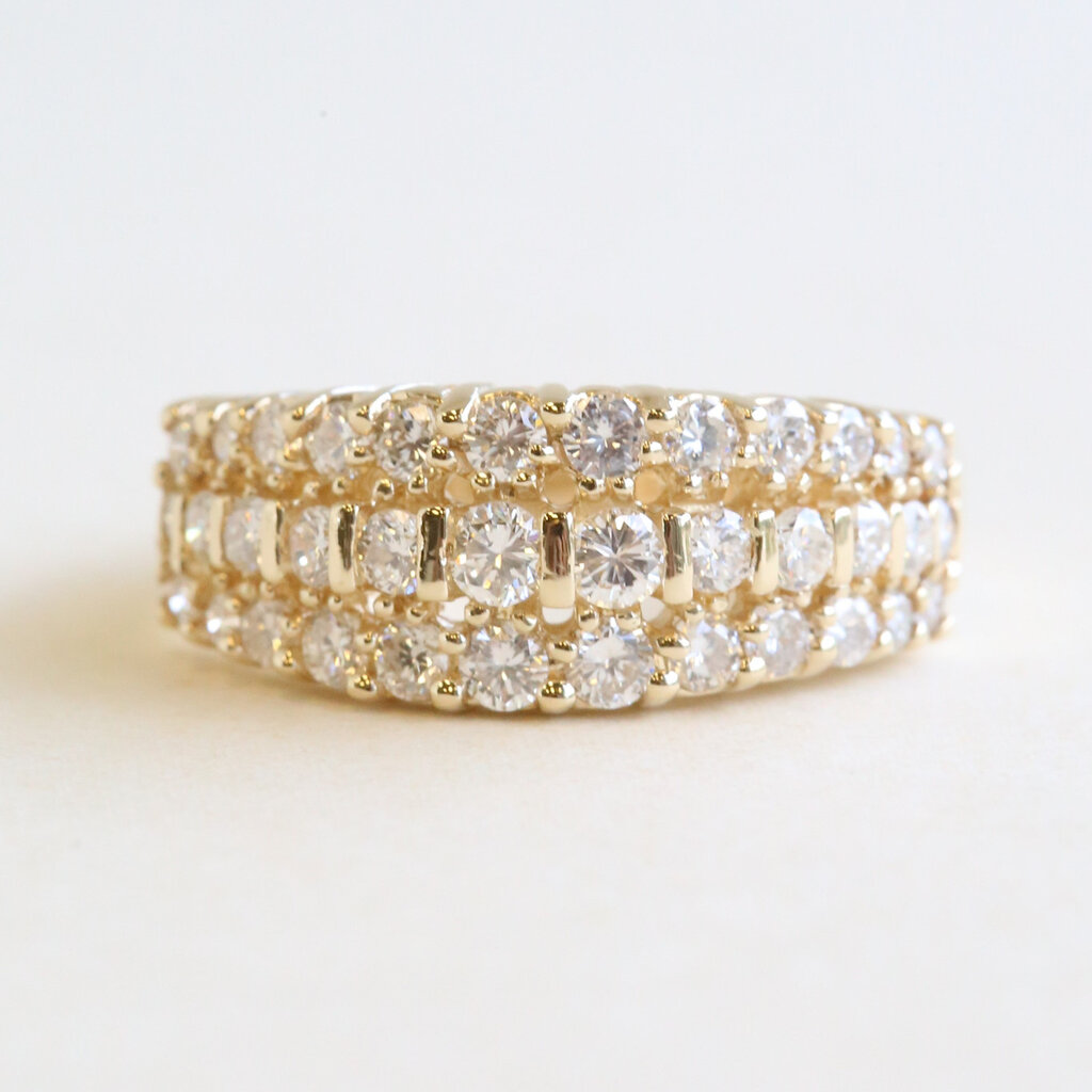 American Jewelry ESTATE 14k Yellow Gold .75ctw Diamond Triple Row Wedding Band Ring