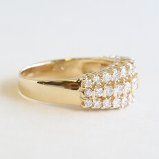 American Jewelry ESTATE 14k Yellow Gold .75ctw Diamond Triple Row Wedding Band Ring