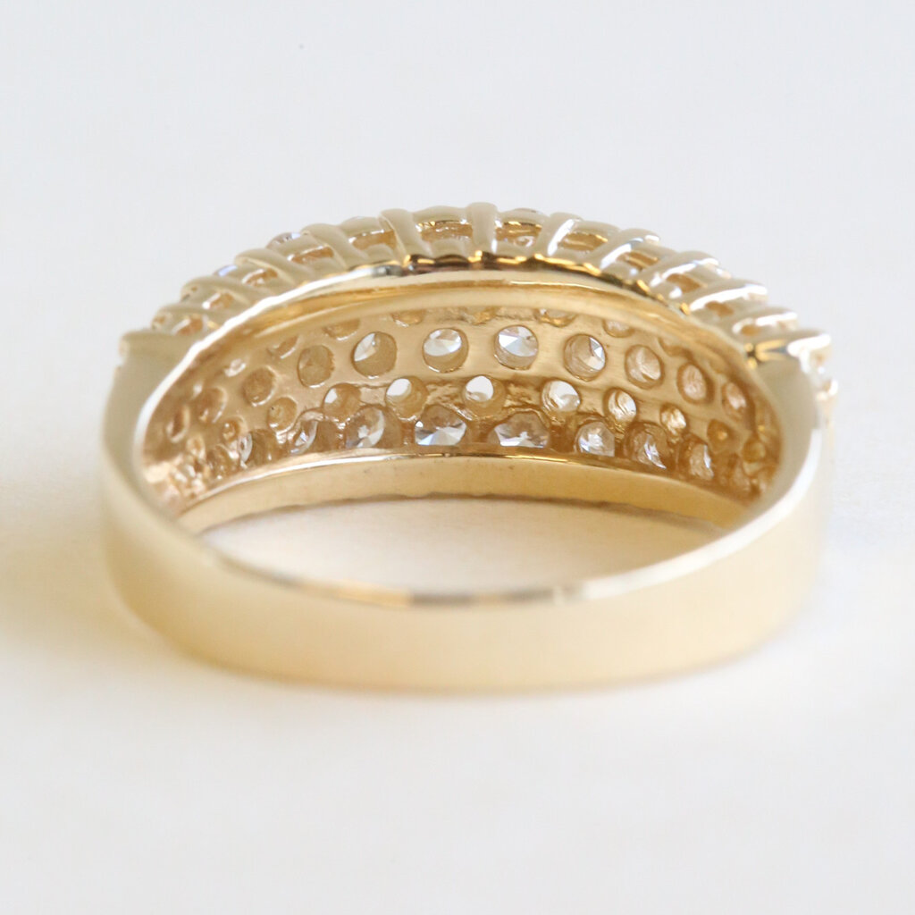 American Jewelry ESTATE 14k Yellow Gold .75ctw Diamond Triple Row Wedding Band Ring
