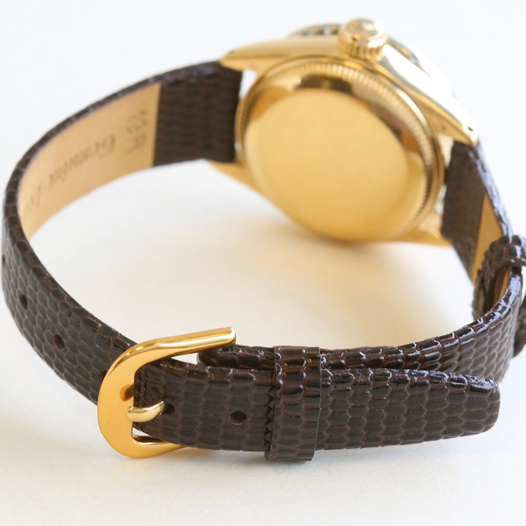 Rolex Pre-Owned Rolex Ladies President Watch with Leather Strap & Diamond Bezel