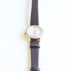 Rolex Pre-Owned Rolex Ladies President Watch with Leather Strap & Diamond Bezel