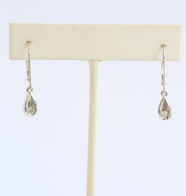 American Jewelry Estate 14k White Gold .12ctw Round Diamond Pear Dangle Earrings