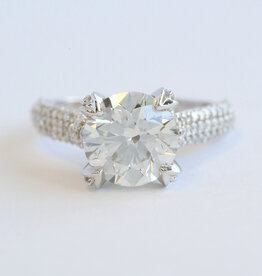 American Jewelry 14k White Gold 3.84ctw (3.01 J/SI1 GIA Ctr) Diamond Pave Cathedral Engagement Ring