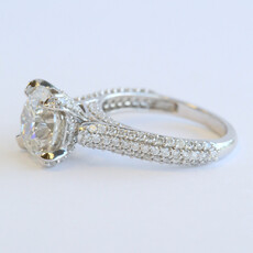 American Jewelry 14k White Gold 3.84ctw (3.01 J/SI1 GIA Ctr) Diamond Pave Cathedral Engagement Ring