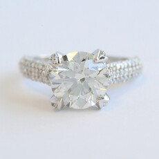 American Jewelry 14k White Gold 3.84ctw (3.01 J/SI1 GIA Ctr) Diamond Pave Cathedral Engagement Ring