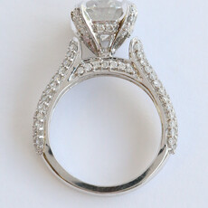 American Jewelry 14k White Gold 3.84ctw (3.01 J/SI1 GIA Ctr) Diamond Pave Cathedral Engagement Ring