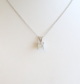 American Jewelry 14k White Gold .65ct H/VS2 Princess Cut Diamond Solitaire Necklace