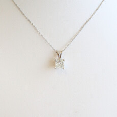 American Jewelry 14k White Gold .65ct H/VS2 Princess Cut Diamond Solitaire Necklace