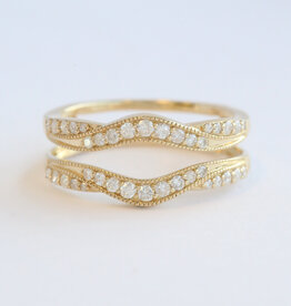 American Jewelry 14k Yellow Gold .50ctw Diamond Milgrain Ring Guard Ring (Size 7)